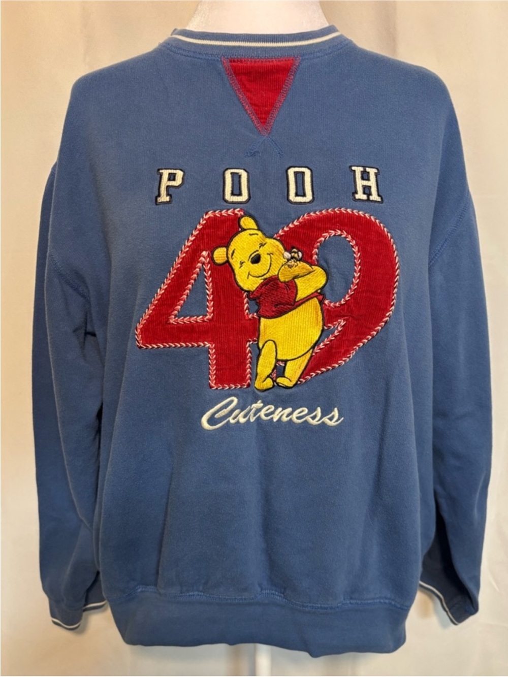 Disney Winnie the Pooh 49 Cuteness Sweatshirt Large Blue Y2K Cute Nostalgia